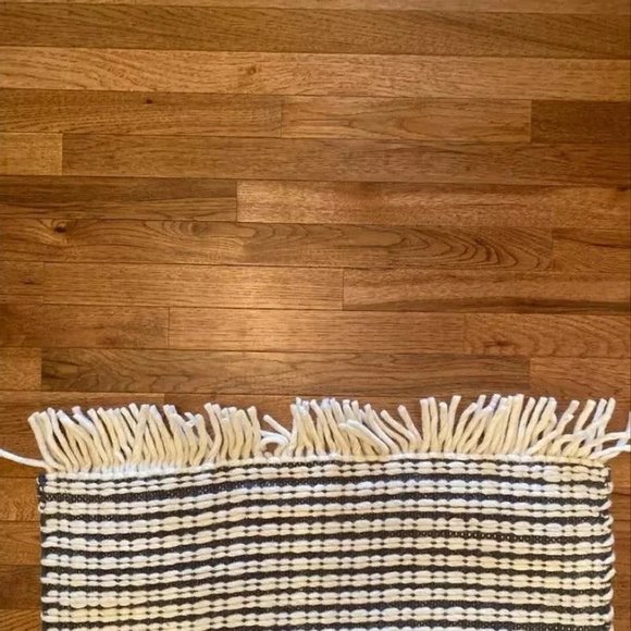 5x7 Feet Beige Grey Textured Stripe Cotton & Wool Natural Area Rug - Picture 7 of 7